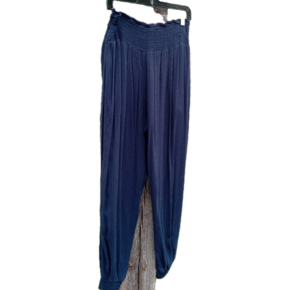 Aerie Navy Sheer  Gauze Casual Pants Medium - Picture 2 of 11